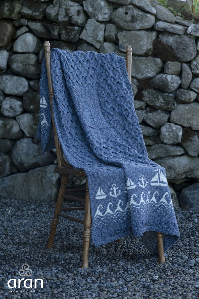 Aran Merino Wool Sailing Blanket Navy B660 606 The Skellig Gift Store