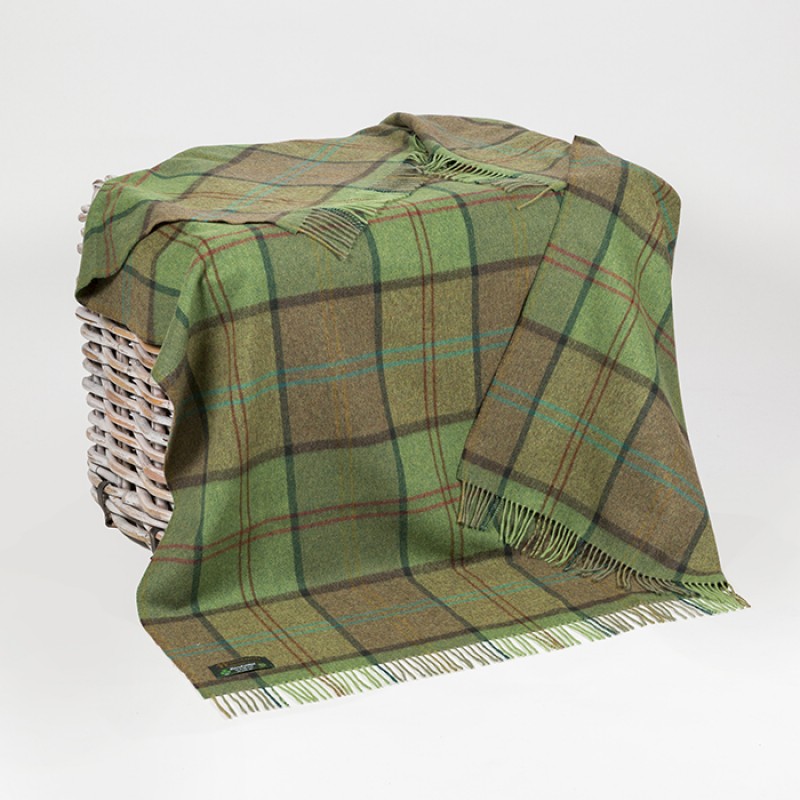 John Hanly Green Check Lambswool Throw Blanket Skellig Gift Store