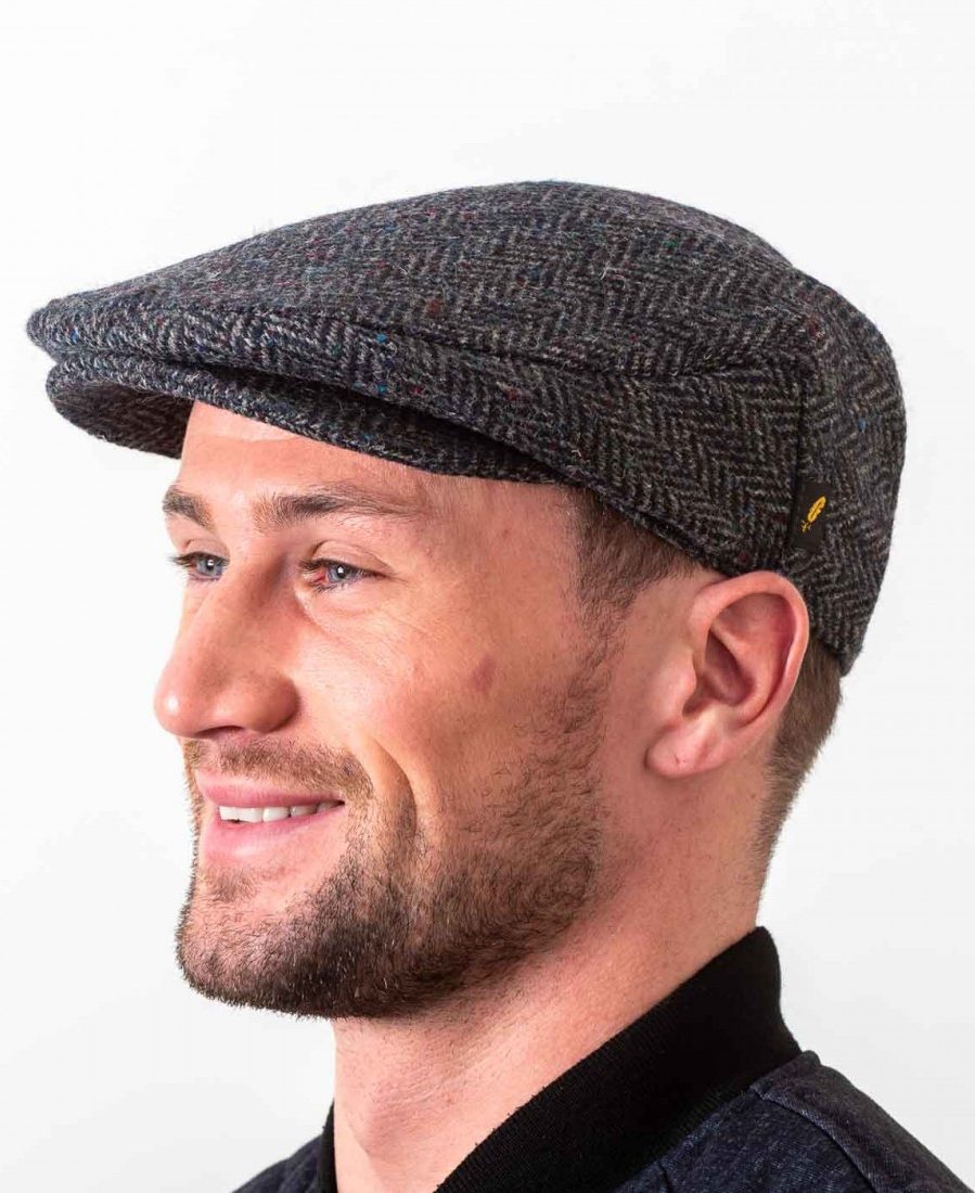 Donegal Tweed Blue Speckle Flat Cap Hatman Of Ireland
